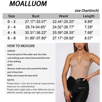 MOALLUOM Sexy Clubwear Women V Neck Mesh Bustier Corset Top Sleeveless Boned Party Criss Cross Halter Crop Tops Y2k Outfit