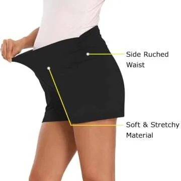 fitglam Women's Maternity Shorts Lounge Sleep Pajama Workout Comfy Stretchy Pregnancy Shorts(Black, Small)