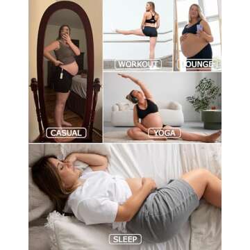 fitglam Women's Maternity Shorts Lounge Sleep Pajama Workout Comfy Stretchy Pregnancy Shorts(Black, Small)