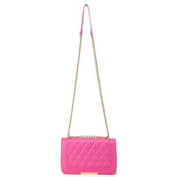 lola mae Crossbody Bags for Women Fashion Quilted Shoulder purse with Convertible Chain Strap Classic Satchel Handbag (Fuchsia-716)