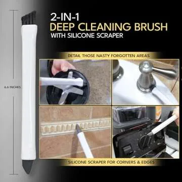 Small Cleaning Brush Set 3pcs—Crevice Brushes for Cleaning—Scrub Brushes Set with Silicone Tipped Scrub Brush—Stiff Handle Miniature Cleaning Brush for Kitchen Uensils, Tight Spaces, Tub, Shower