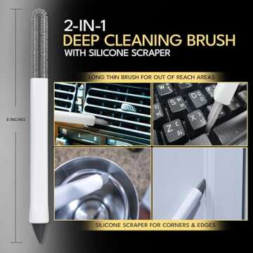 Small Cleaning Brush Set 3pcs—Crevice Brushes for Cleaning—Scrub Brushes Set with Silicone Tipped Scrub Brush—Stiff Handle Miniature Cleaning Brush for Kitchen Uensils, Tight Spaces, Tub, Shower