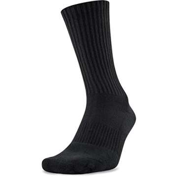 Under Armour Youth Cotton Crew Socks, Multipairs, Black/White (6 Pairs), X-Small