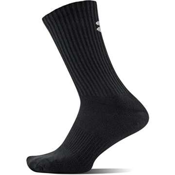 Under Armour Youth Cotton Crew Socks, Multipairs, Black/White (6 Pairs), X-Small