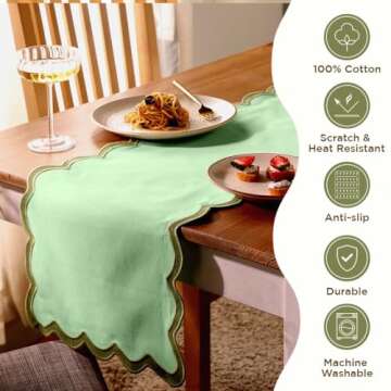 Folkulture Table Runner 90 Inches Long for Farmhouse Decor, 100% Cotton Quilted Table Runner Outdoor...