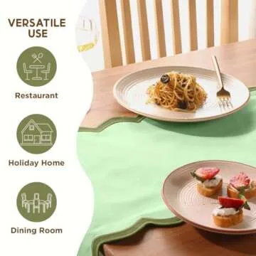 Folkulture Table Runner 90 Inches Long for Farmhouse Decor, 100% Cotton Quilted Table Runner Outdoor, Rustic Dining Table Runner or Scalloped Table Runner for Coffee Table Decor ( Forest Sage )