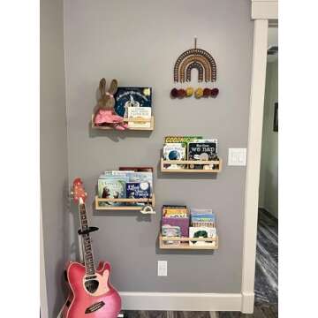 Gneric Floating Shelves for Wall, Burlywood Nursery Book Shelves, 15.7 inch Kids Bookshelf, Wall Shelves for Living Room Bedroom Decor,Kitchen Spice Rack,Bathroom Storage Rack(4 Pack)