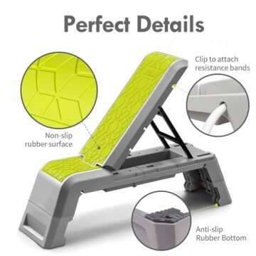 leikefitness Multifunctional Aerobic Deck with Cord Workout Platform Adjustable Dumbbell Bench Weight Bench Professional Fitness Equipment for Home Gym GM5820(Green)