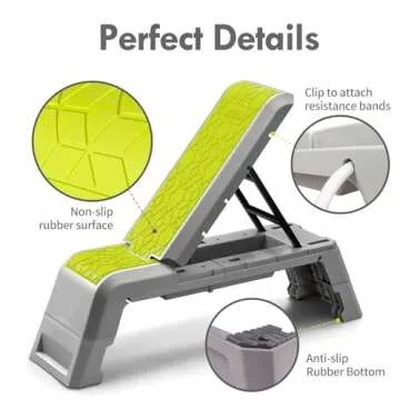 leikefitness Multifunctional Aerobic Deck with Cord Workout Platform Adjustable Dumbbell Bench Weight Bench Professional Fitness Equipment for Home Gym GM5820(Green)