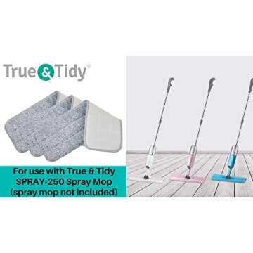 True & Tidy Extra Thick Microfiber Mop Pad Pack Refill - Fits Multiple Mops, Machine Washable for 10...