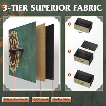 WLIVE 9-Drawer Dresser, Fabric Storage Tower for Bedroom, Hallway, Entryway, Closet, Tall Chest Organizer Unit with Fabric Bins, Steel Frame, Wood Top, Easy Pull Handle, Floral Painted