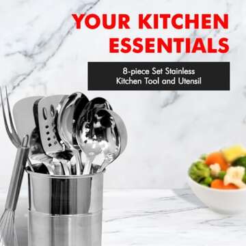 Chef Craft - Stainless Steel Kitchen Utensils, Durable Kitchen Cooking Utensils, Stainless Steel Ute...