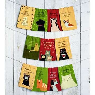 Primitives by Kathy Cotton Dish Towel Set - Dog Design, Kitchen/Bathroom Decor, Tea Towels, 28"x28"
