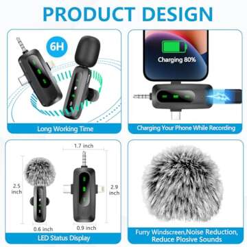 Utsund Wireless Lavalier Microphone for iPhone and Android