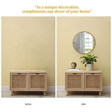 A.T.Lums Gold Round Mirror 20 Inch, Round Bathroom Mirror with Metal Frame, Wall Mounted Circle Mirror for Bathroom, Entryway, Living Room