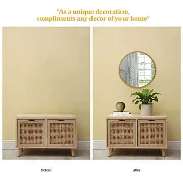 A.T.Lums Gold Round Mirror 20 Inch, Round Bathroom Mirror with Metal Frame, Wall Mounted Circle Mirror for Bathroom, Entryway, Living Room