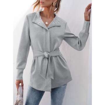 ANRABESS Womens Jacket Belted Casual Long Sleeve Wrap Trench Coat 2024 Winter Trendy Button Up Dress...