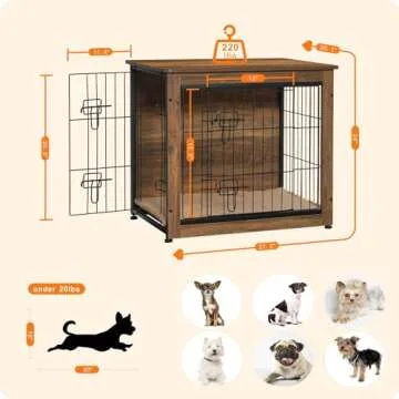 Stylish DWANTON Dog Crate Furniture with Cushion for All Sizes