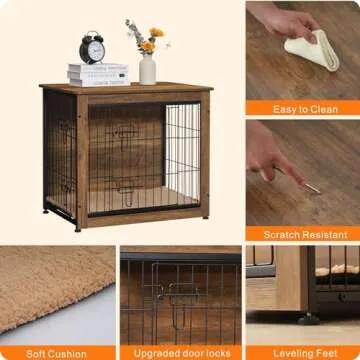 Stylish DWANTON Dog Crate Furniture with Cushion for All Sizes