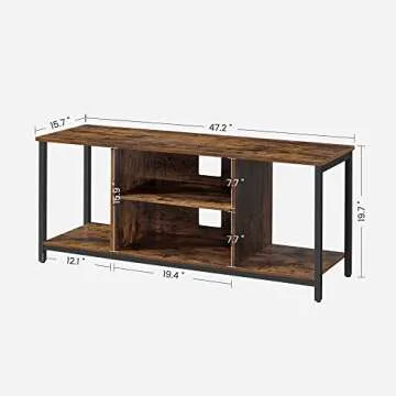 VASAGLE TV Stand for TV up to 55 Inches, Cabinet with Open Storage, Console Unit with Shelving, for Living Room, Entertainment Room, Industrial, Rustic Brown and Black ULTV060B01