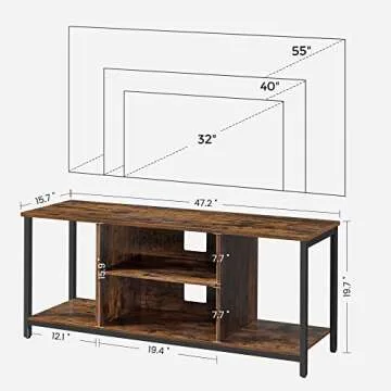 VASAGLE TV Stand for TV up to 55 Inches, Cabinet with Open Storage, Console Unit with Shelving, for Living Room, Entertainment Room, Industrial, Rustic Brown and Black ULTV060B01