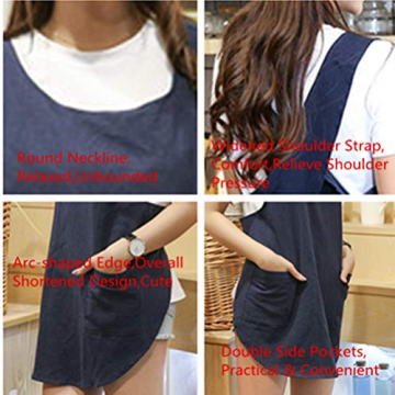 Shortened Cotton Linen Apron with Pockets for Women