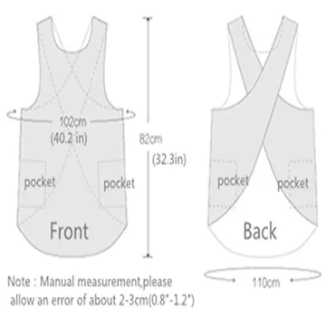 Shortened Cotton Linen Apron with Pockets for Women