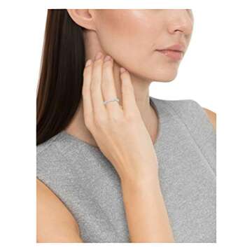 Amazon Essentials Platinum Over Sterling Silver Round Cut Cubic Zirconia All-Around Band Ring (2.5mm), Size 6, (previously Amazon Collection)