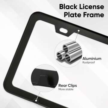 Durable Matte Black License Plate Frames for All Vehicles