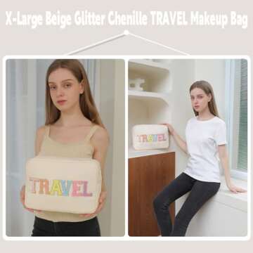 YogoRun Extra Large Glitter Chenille Travel Bag for Women