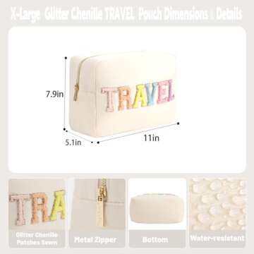 YogoRun Extra Large Glitter Chenille Travel Bag for Women