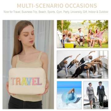 YogoRun Extra Large Glitter Chenille Travel Bag for Women