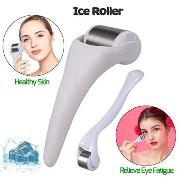 URYOUTH Ice Roller 2 Kits set Face Body Massage Stainless Steel Wheel/ABS Wheel Prevent Wrinkles Anti Aging for Face & Eye wrinkle Puffiness,Migraine,Pain Relief and Minor Injury