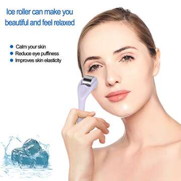 URYOUTH Ice Roller 2 Kits set Face Body Massage Stainless Steel Wheel/ABS Wheel Prevent Wrinkles Anti Aging for Face & Eye wrinkle Puffiness,Migraine,Pain Relief and Minor Injury