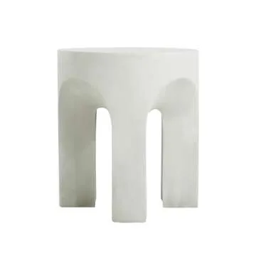 Christopher Knight Home Ottilie Outdoor Side Table, Lightweight Concrete Garden Stool with Four Legs Shaped, Decorative Accent Table Patio End Table for Patio Balcony Beach Pool Side, Antique White