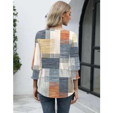 LOMON Womens 3/4 Sleeve V Neck Tops for Spring Style