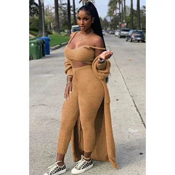 yidengymx Fuzzy 3 Piece Pajama Set for Ultimate Comfort