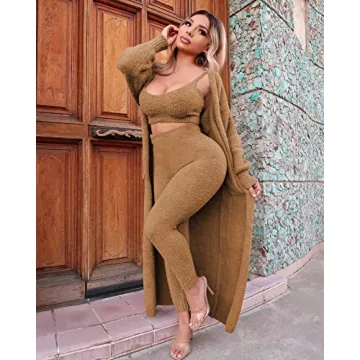 yidengymx Fuzzy 3 Piece Pajama Set for Ultimate Comfort