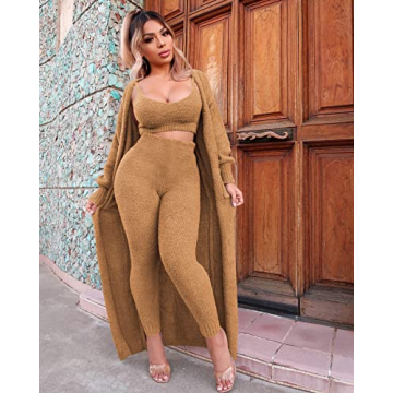 yidengymx Fuzzy 3 Piece Pajama Set for Ultimate Comfort