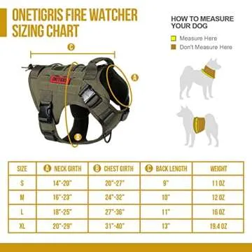 OneTigris Tactical Dog Harness Vest with Handle, Military Dog Harness for Large Medium Dogs,FIRE Watcher 2.0 No-Pull Service Dog Vest,Adjustable Dog Vest Harness for Walking Hiking Training(L,Green)