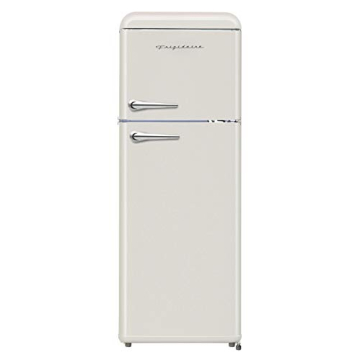 FRIGIDAIRE EFR756-CREAM EFR756, 2 Door Apartment Size Retro Refrigerator with Top Freezer, Chrome Handles, 7.5 cu ft, Cream
