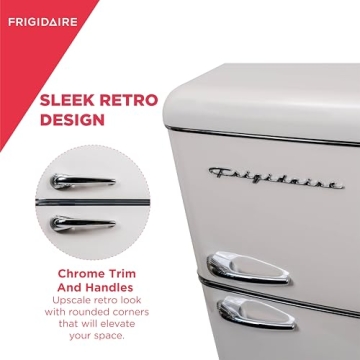 FRIGIDAIRE EFR756-CREAM EFR756, 2 Door Apartment Size Retro Refrigerator with Top Freezer, Chrome Handles, 7.5 cu ft, Cream