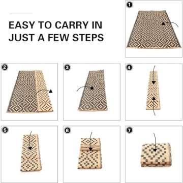 Reversible Outdoor Rugs for Patio Clearance 5x8Ft Waterproof Large Plastic Straw Area Rug Non-Slip Portable Carpet Floor Mats for RV Camping Deck Picnic Beach Backyard Outside Decor Indoor Rug 2HZ58