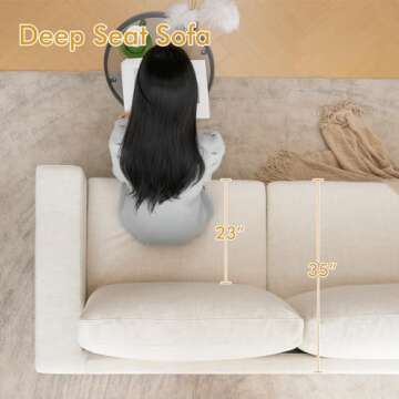 ELUCHANG 85" Modern Sofa Couches for Living Room, 3 Seater Sofa, Natural Linen Deep Seat Sofa with U...