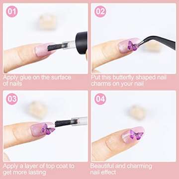 PAGOW 90pcs 3D Acrylic Butterfly Charms, 18 Color Nail Glitter Sets, Novel Design Acrylic Nail Charms for Art Decoration & DIY Crafting