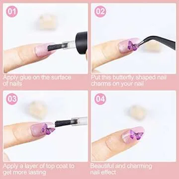 PAGOW 90pcs 3D Acrylic Butterfly Charms, 18 Color Nail Glitter Sets, Novel Design Acrylic Nail Charms for Art Decoration & DIY Crafting