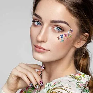 PAGOW 90pcs 3D Acrylic Butterfly Charms, 18 Color Nail Glitter Sets, Novel Design Acrylic Nail Charms for Art Decoration & DIY Crafting