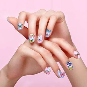 PAGOW 90pcs 3D Acrylic Butterfly Charms, 18 Color Nail Glitter Sets, Novel Design Acrylic Nail Charms for Art Decoration & DIY Crafting