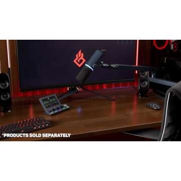 BEACN Mic Stand - Studio-Quality Low Profile Adjustable Microphone Arm with 360° Rotation, Cable Management, Easy Clamp, Universal Fit For Streaming, Podcasting, Gaming (Dark)