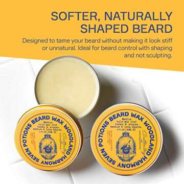 SEVEN POTIONS Natural Beard Styling Wax for Medium Hold - Shapes Softly, 1 oz